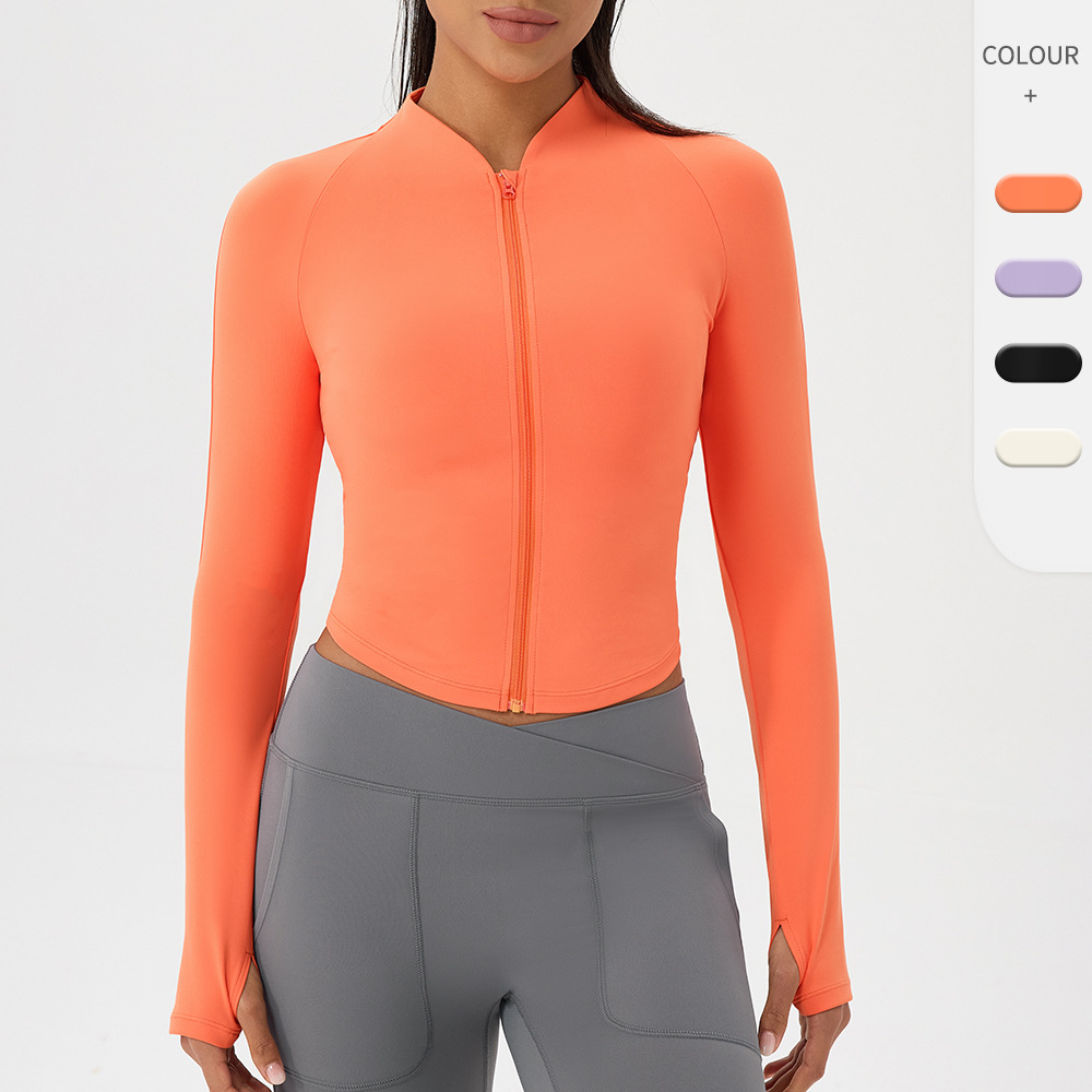 Outdoor Sport Jacket Women'S - Nude yoga wear jacket stand-up collar