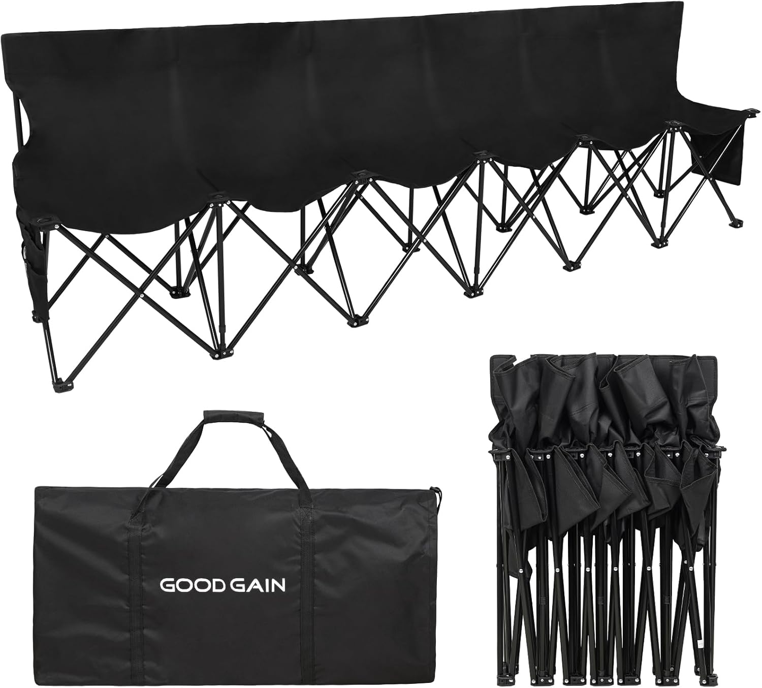 Outdoor Sport Bench - Portable Folding Black Outdoor Soccer Bench,
