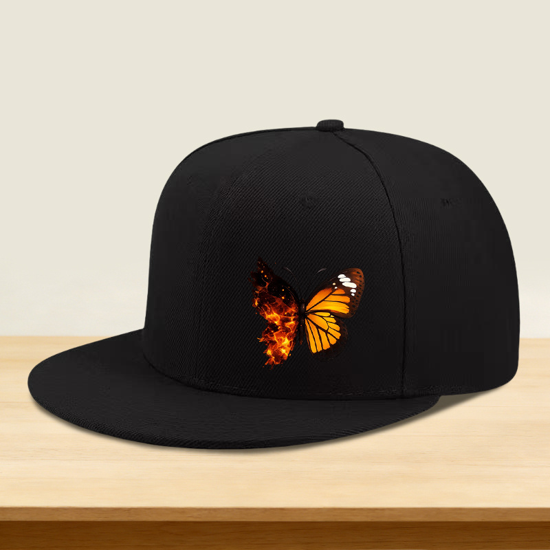 Outdoor Sport Festival - 1pc Flame Butterfly Print Hip-Hop Cap,