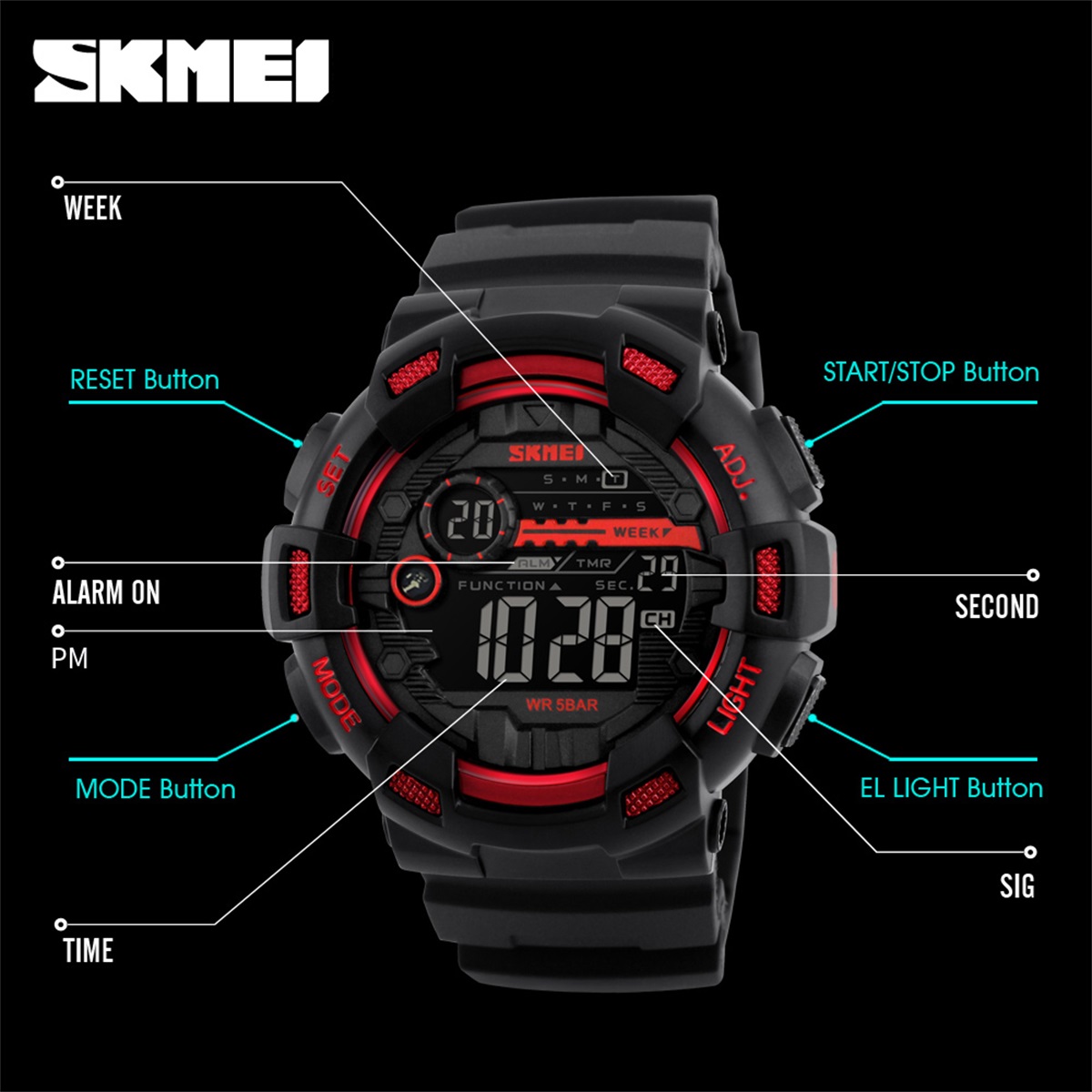 SKMEI Sports Electronic Wristw - Outdoor Sports List ulasan dan harga