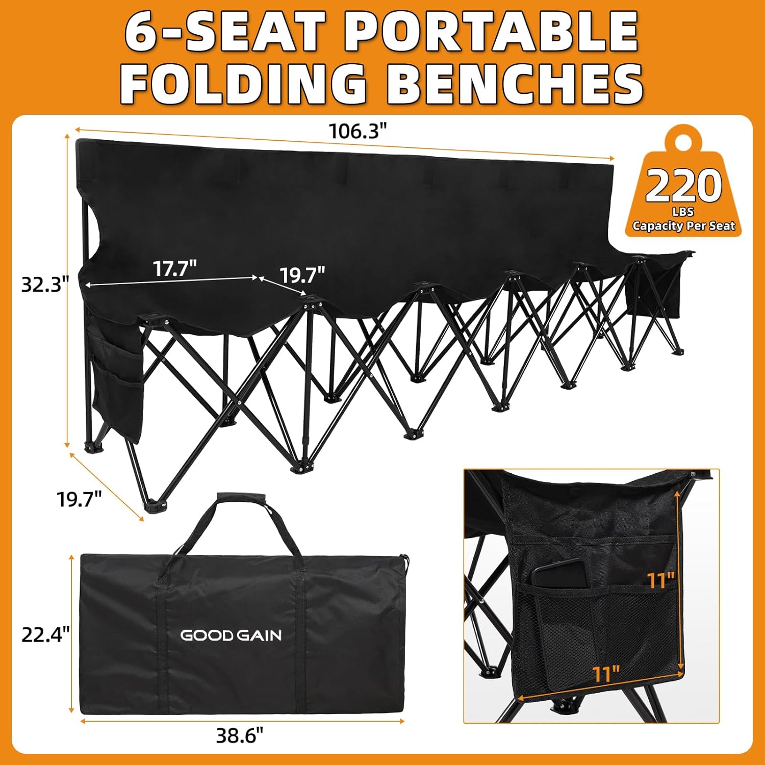 Portable Folding Black Outdoor - Outdoor Sport Bench ulasan dan harga