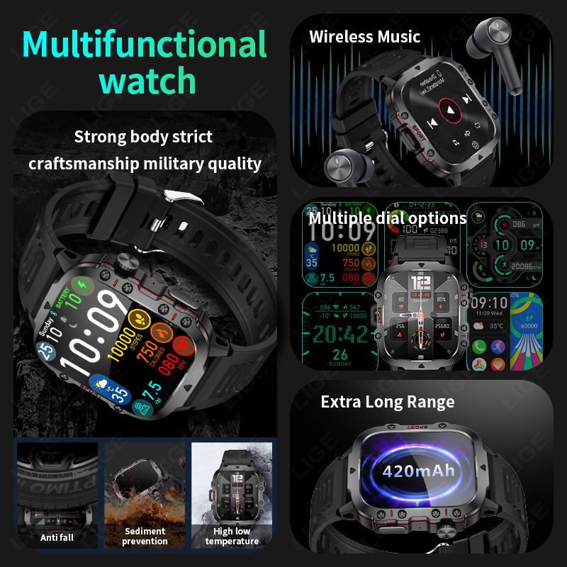 LIGE Outdoor Smart Watch Men 2 - Outdoor Sport Day ulasan dan harga