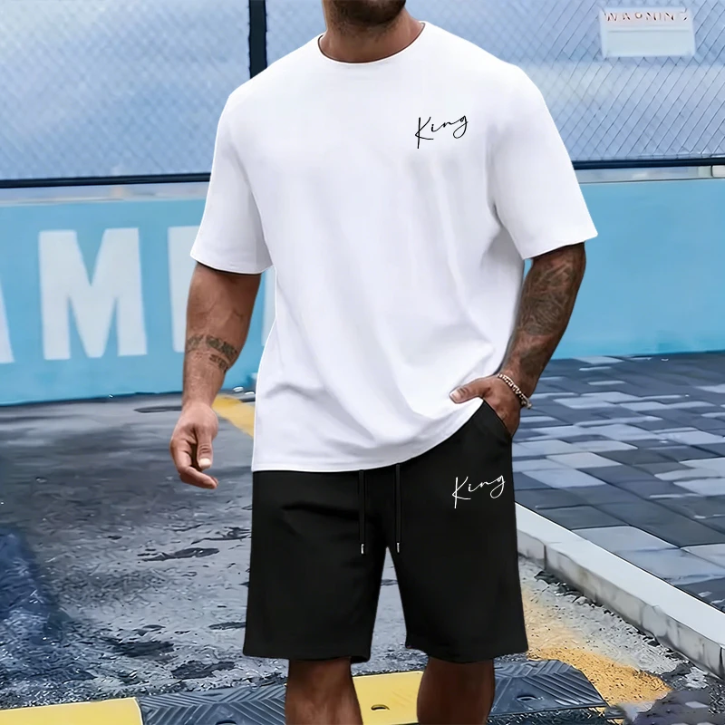 King Letter Men's Set Cotton T - Outdoor Sports Outfit ulasan dan harga