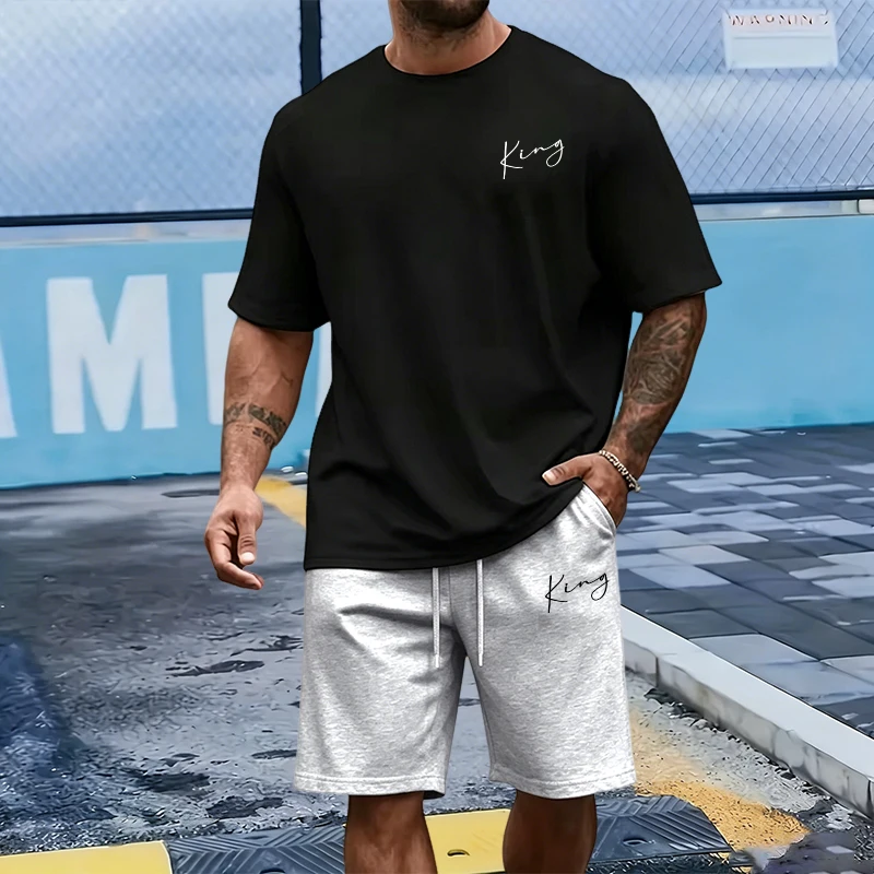 King Letter Men's Set Cotton T - Outdoor Sports Outfit ulasan dan harga
